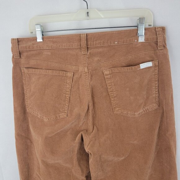 7 FOR ALL MANKIND Womens Pants Sz 32 Cropped Alexa Corduroy BROWN Wide Leg - Picture 5 of 16